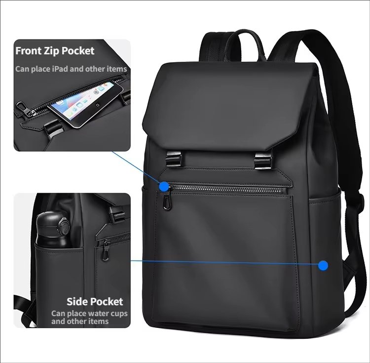Water-Resistant Large Capacity Business Travel School PU Leather Rolling Backpack product detail