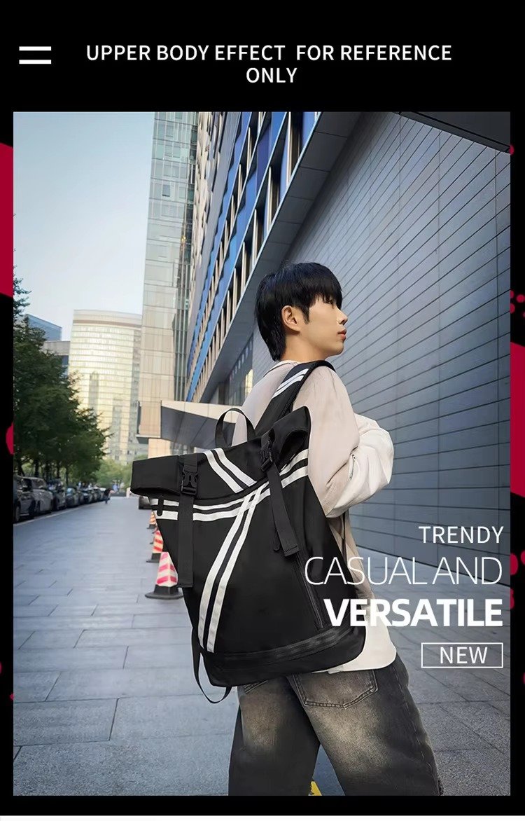 Custom Logo Fashion Roll Top Backpack Unisex College Student Schoolbag Outdoor Travel Basketball Gym Fitness Casual Sports Bags product detail