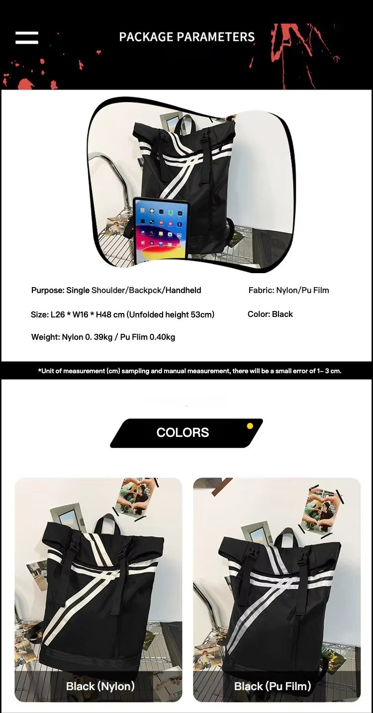 Custom Logo Fashion Roll Top Backpack Unisex College Student Schoolbag Outdoor Travel Basketball Gym Fitness Casual Sports Bags product detail