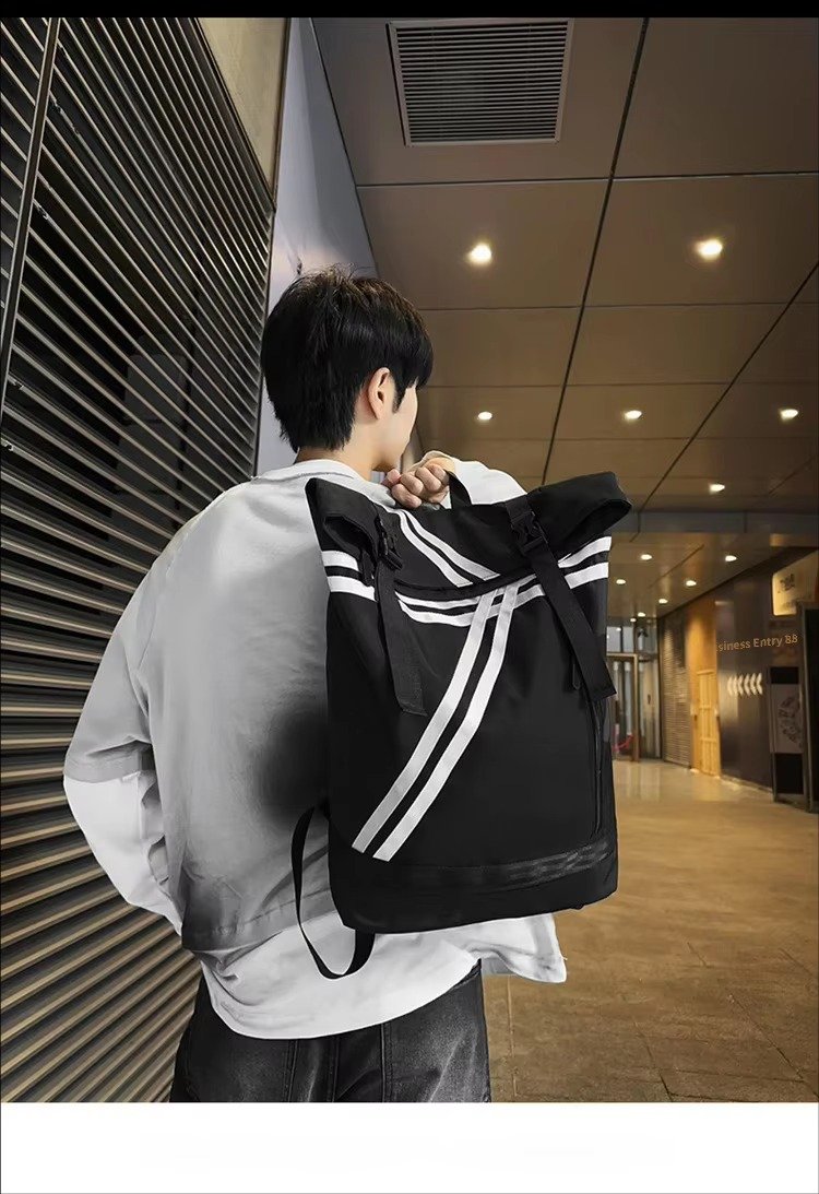 Custom Logo Fashion Roll Top Backpack Unisex College Student Schoolbag Outdoor Travel Basketball Gym Fitness Casual Sports Bags product detail