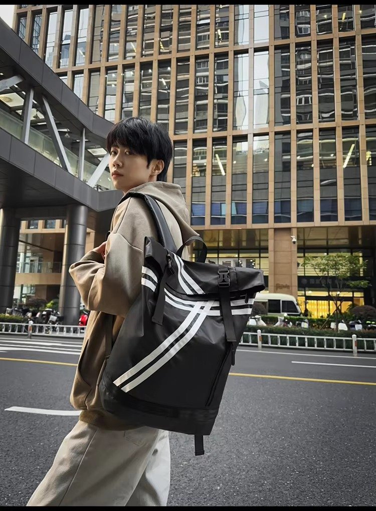 Custom Logo Fashion Roll Top Backpack Unisex College Student Schoolbag Outdoor Travel Basketball Gym Fitness Casual Sports Bags product detail