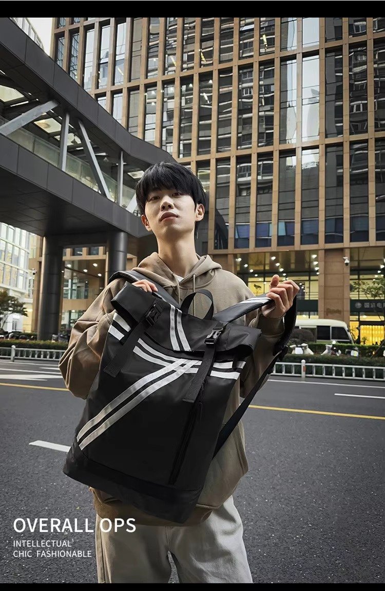 Custom Logo Fashion Roll Top Backpack Unisex College Student Schoolbag Outdoor Travel Basketball Gym Fitness Casual Sports Bags product detail