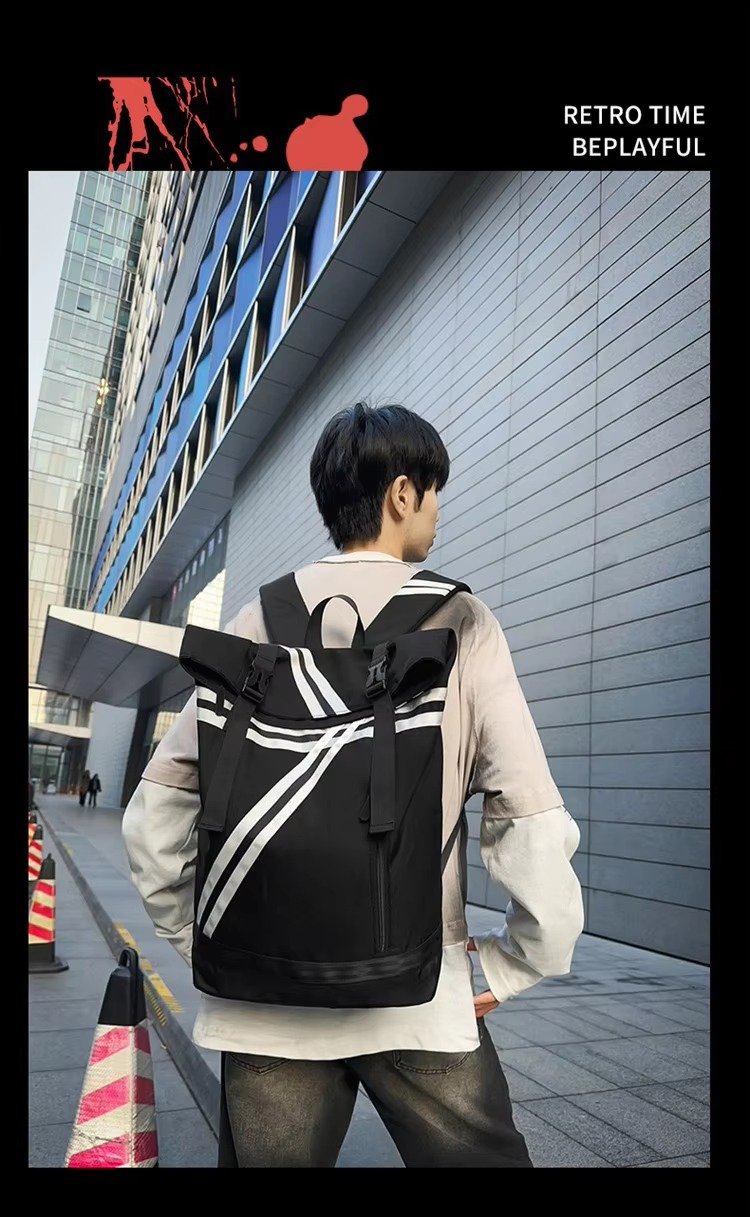 Custom Logo Fashion Roll Top Backpack Unisex College Student Schoolbag Outdoor Travel Basketball Gym Fitness Casual Sports Bags product detail