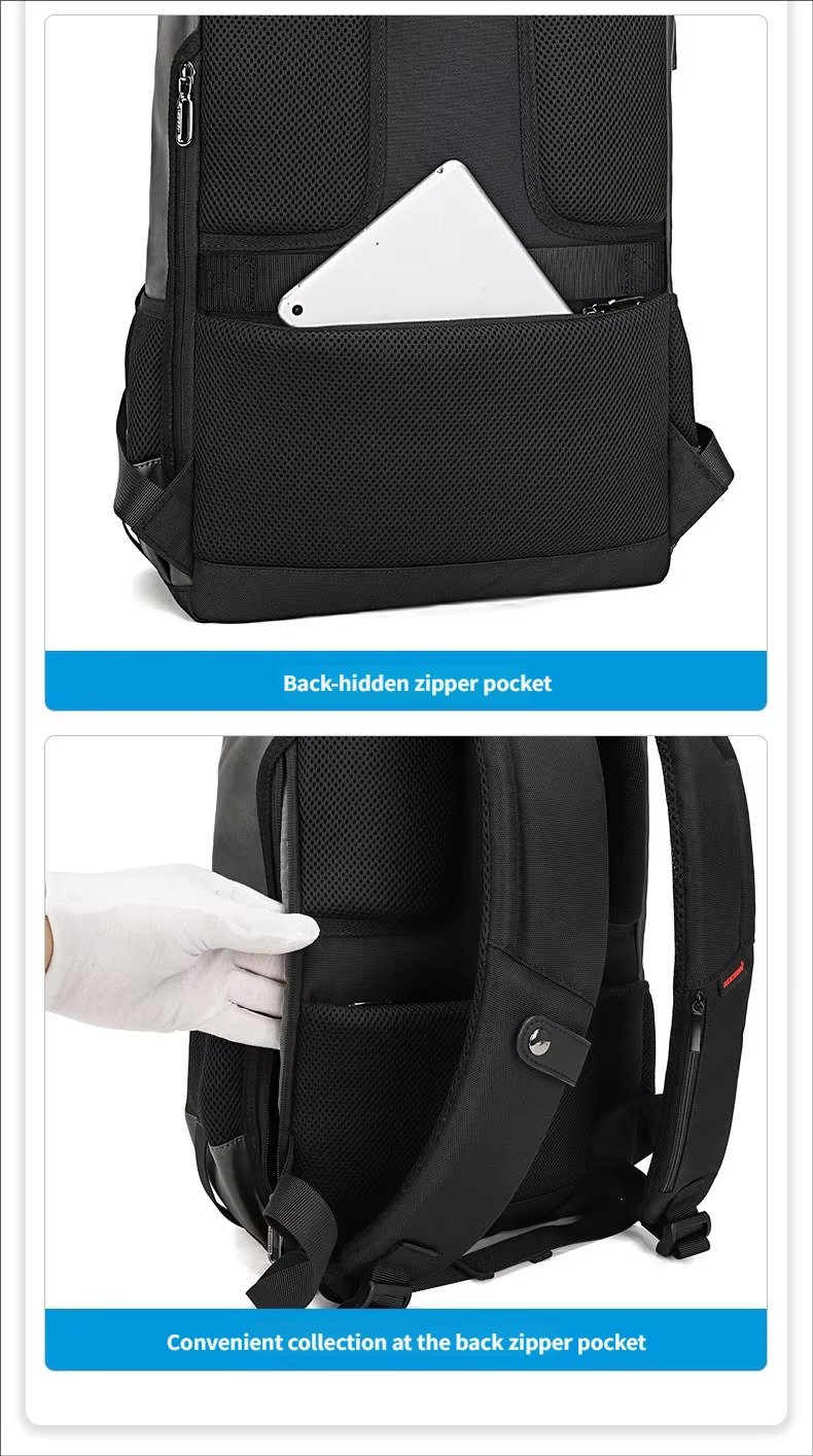 Large Capacity Waterproof Business Casual Rolltop Laptop Backpack Outdoor Sports Commuting Travel Daypack with USB detail image