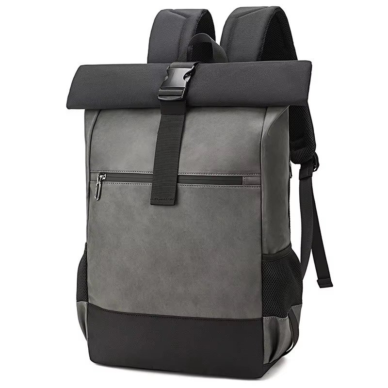 Large Capacity Waterproof Business Casual Rolltop Laptop Backpack Outdoor Sports Commuting Travel Daypack with USB detail image