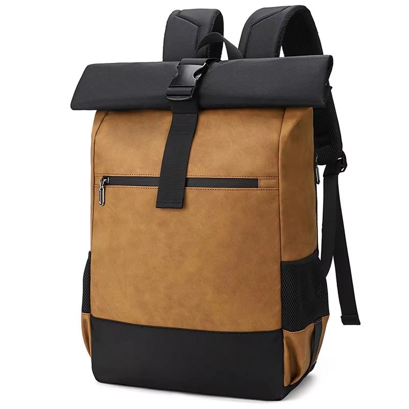 Large Capacity Waterproof Business Casual Rolltop Laptop Backpack Outdoor Sports Commuting Travel Daypack with USB detail image