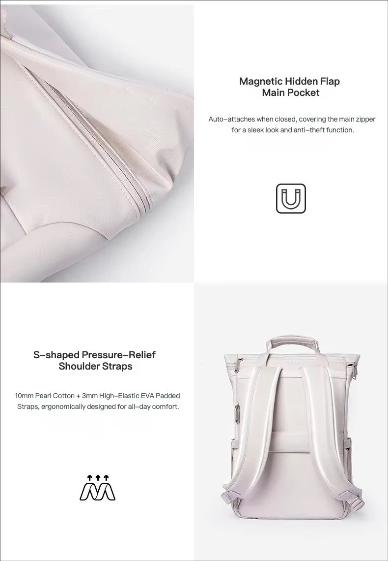 Daily Commute Urban Roll Top Business Laptop Backpack Outdoor Leisure Travel Bags College Student Schoolbag detail image