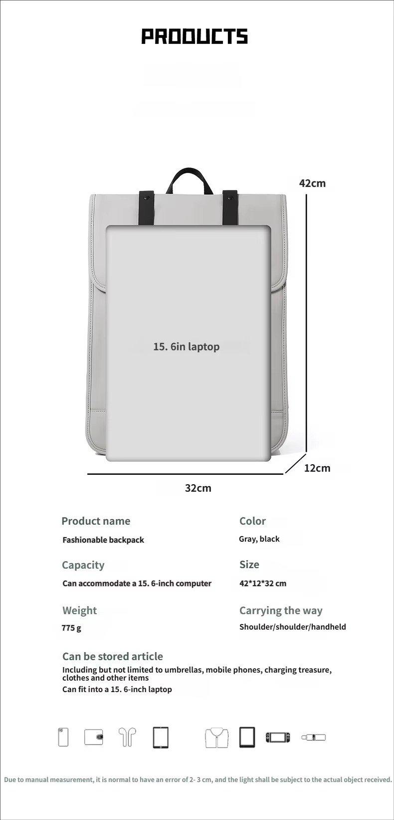 High-End Minimalist Waterproof PU Casual Business Laptop Backpack Stylish Flap Design Daypack For School Travel Daily Commute detail image