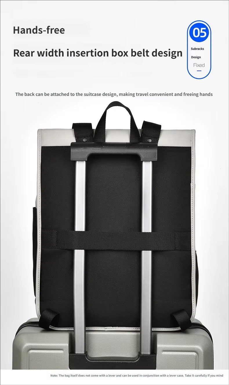 High-End Minimalist Waterproof PU Casual Business Laptop Backpack Stylish Flap Design Daypack For School Travel Daily Commute detail image