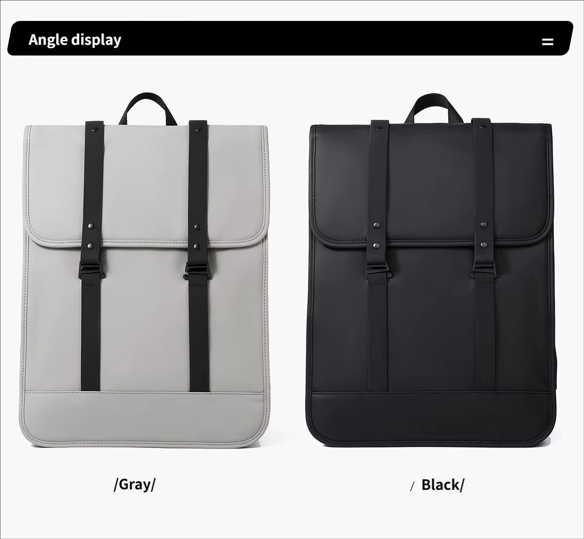 High-End Minimalist Waterproof PU Casual Business Laptop Backpack Stylish Flap Design Daypack For School Travel Daily Commute detail image