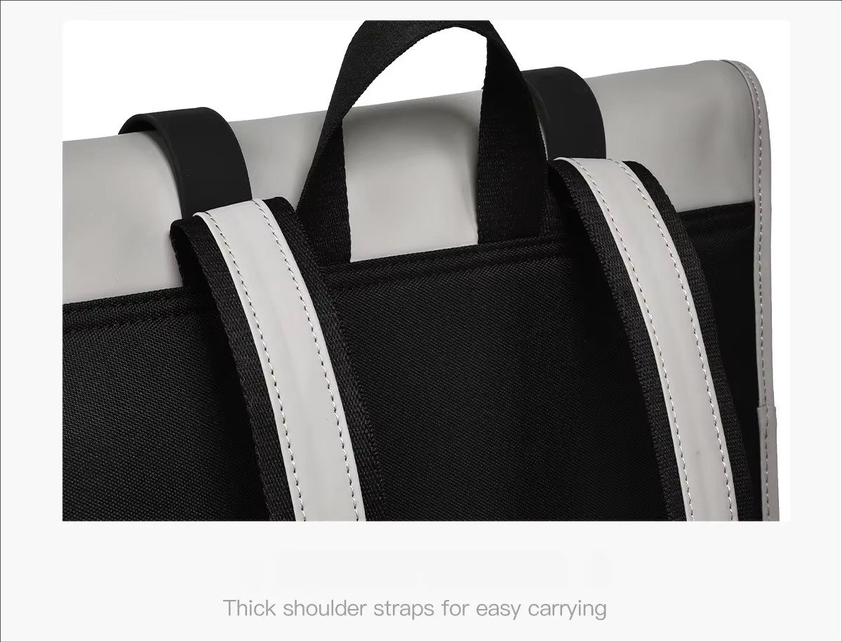 High-End Minimalist Waterproof PU Casual Business Laptop Backpack Stylish Flap Design Daypack For School Travel Daily Commute detail image