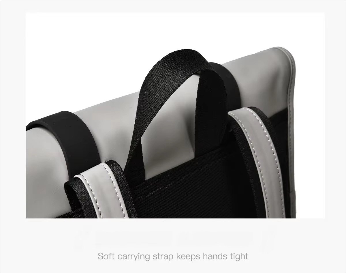 High-End Minimalist Waterproof PU Casual Business Laptop Backpack Stylish Flap Design Daypack For School Travel Daily Commute detail image