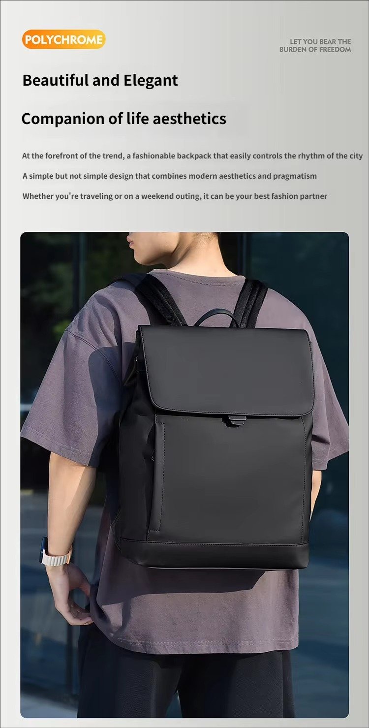 Arrival Slim Lightweight Waterproof Flap Laptop Backpack Large Capacity Anti-Theft Business Travel Bag Casual Sport Backpack detail image