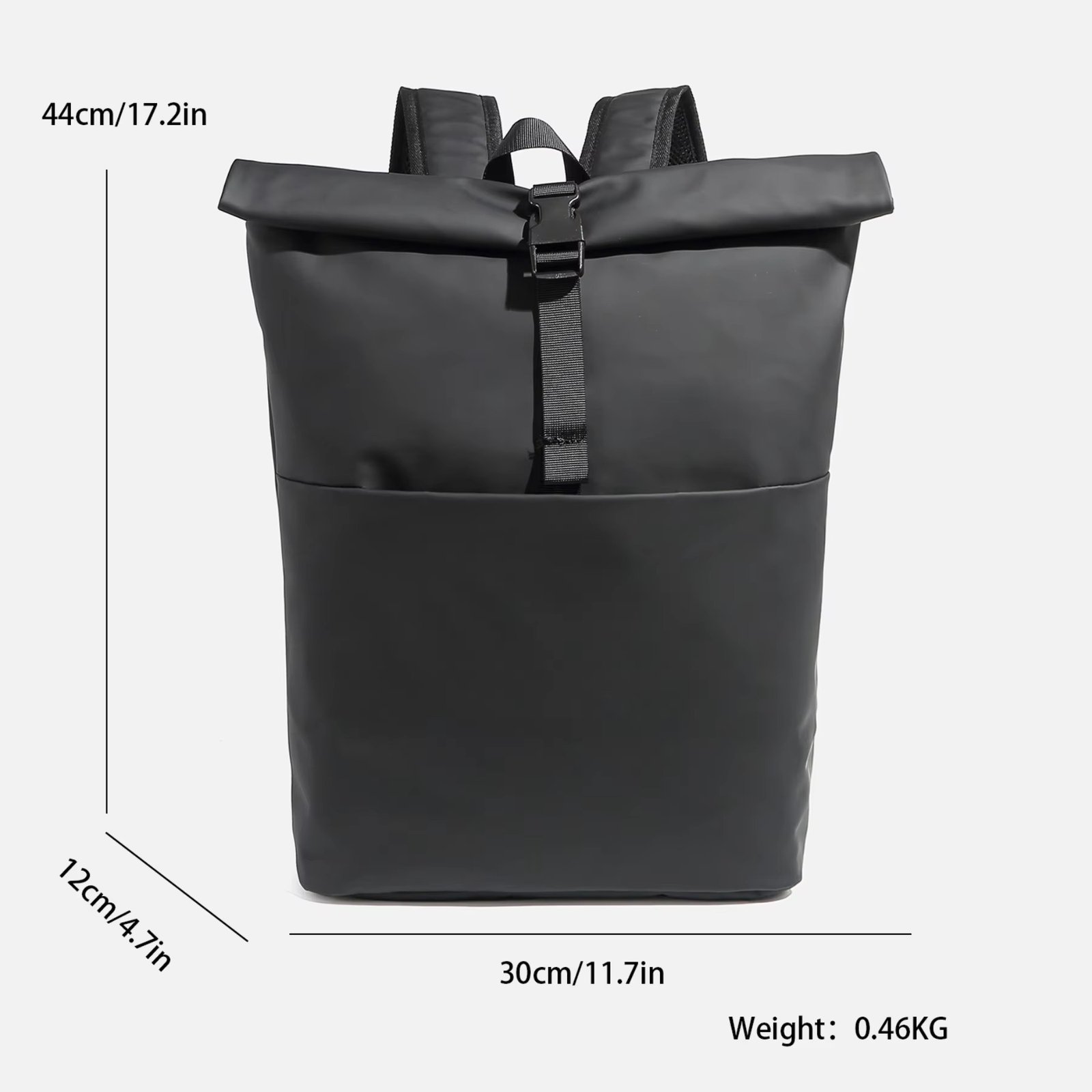 Custom Lightweight Expandable Roll Top Casual Sports Backpack Waterproof PU Leather Daypack For Outdoor Travel College Student detail image