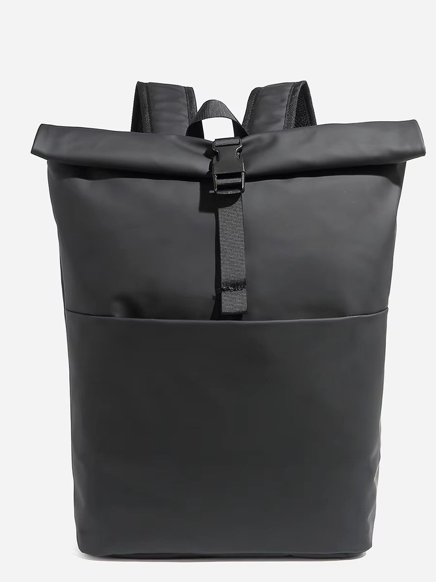 Custom Lightweight Expandable Roll Top Casual Sports Backpack Waterproof PU Leather Daypack For Outdoor Travel College Student detail image