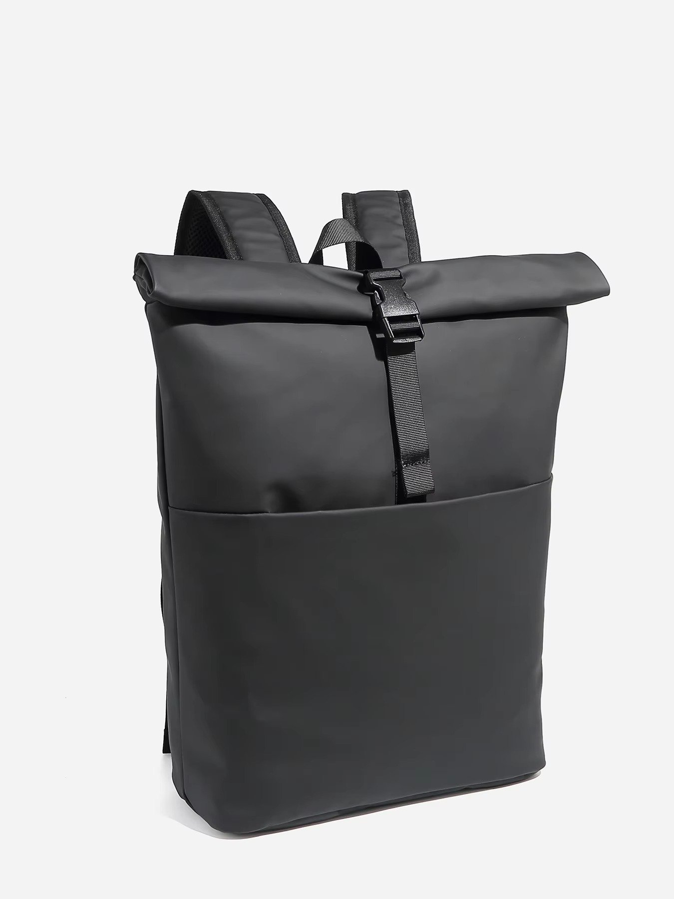 Custom Lightweight Expandable Roll Top Casual Sports Backpack Waterproof PU Leather Daypack For Outdoor Travel College Student detail image
