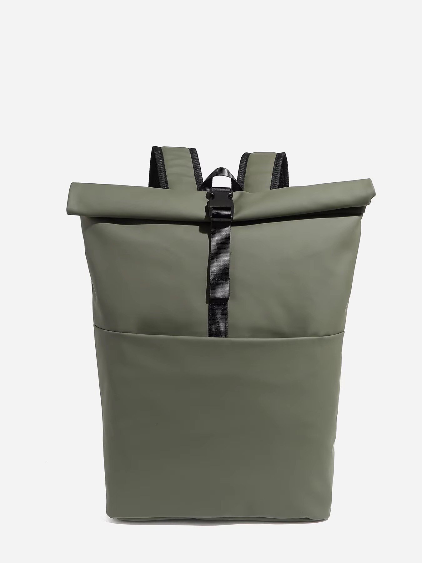 Custom Lightweight Expandable Roll Top Casual Sports Backpack Waterproof PU Leather Daypack For Outdoor Travel College Student detail image