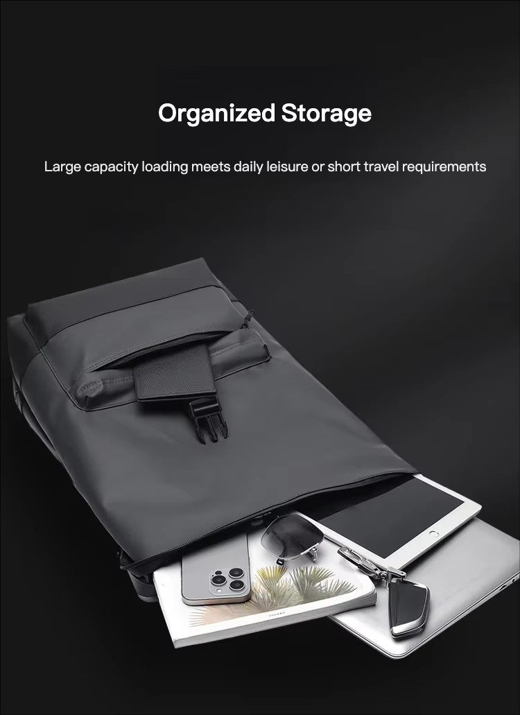 'S Large Capacity Roll Top Backpack Casual College Students Schoolbag Spliced Color Waterproof PU Travel Laptop Backpacks detail image
