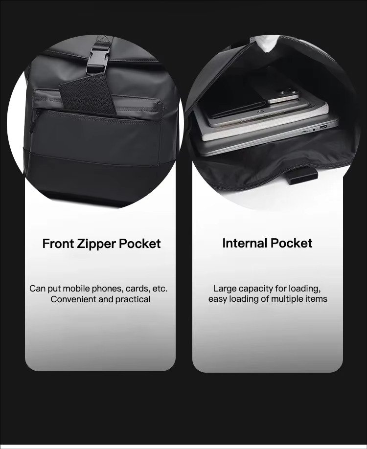 'S Large Capacity Roll Top Backpack Casual College Students Schoolbag Spliced Color Waterproof PU Travel Laptop Backpacks detail image
