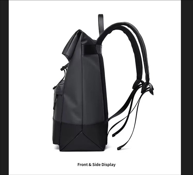 'S Large Capacity Roll Top Backpack Casual College Students Schoolbag Spliced Color Waterproof PU Travel Laptop Backpacks detail image