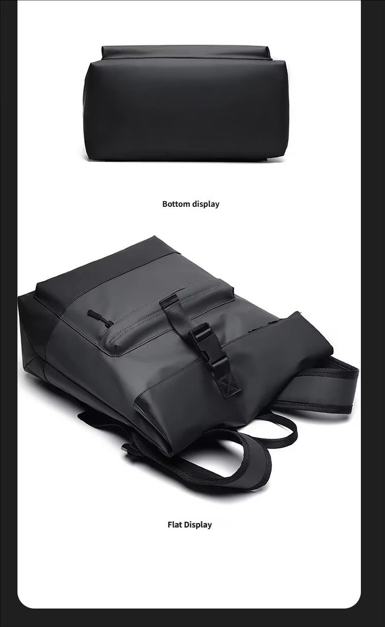 'S Large Capacity Roll Top Backpack Casual College Students Schoolbag Spliced Color Waterproof PU Travel Laptop Backpacks detail image