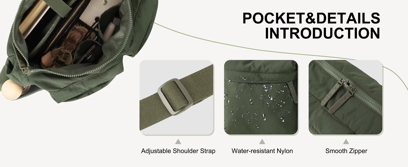 Unisex Fashion Casual Multi-pocket Messenger Bag Large Capacity Waterproof Nylon Crossbody Shoulder Handbags - product detail