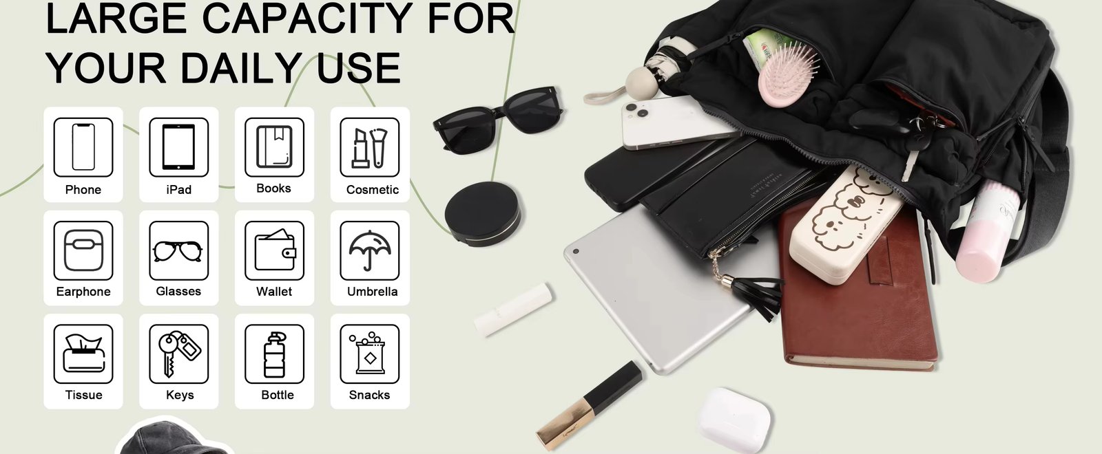 Unisex Fashion Casual Multi-pocket Messenger Bag Large Capacity Waterproof Nylon Crossbody Shoulder Handbags - product detail