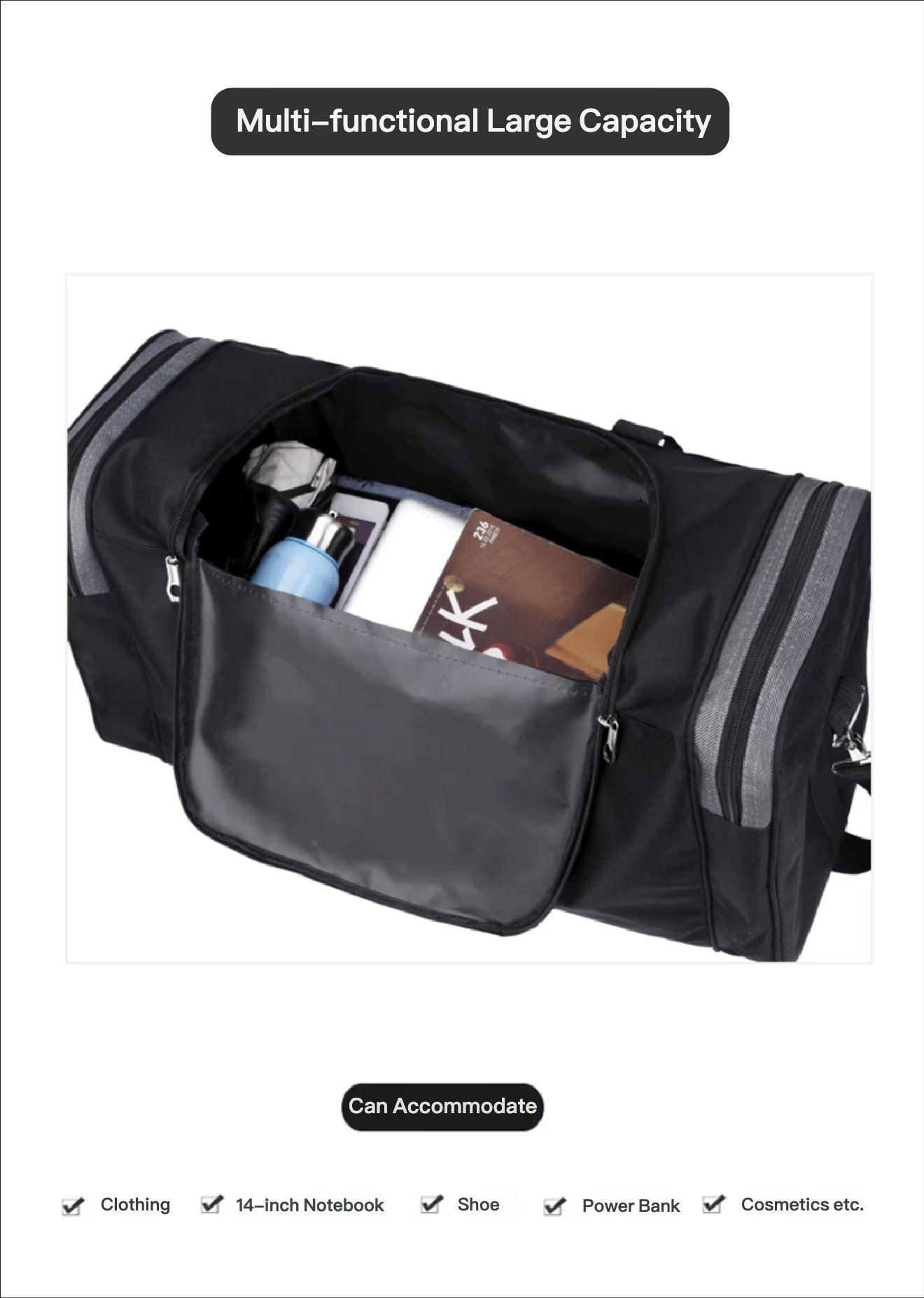 Foldable Oxford Weekend Travel Duffel Bag product detail