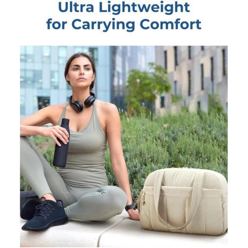 Large Capacity Travel Duffle Bag Waterproof Nylon Yoga Sports Gym Fitness Bag Lightweight PUffer Quilted Tote Bag detail image