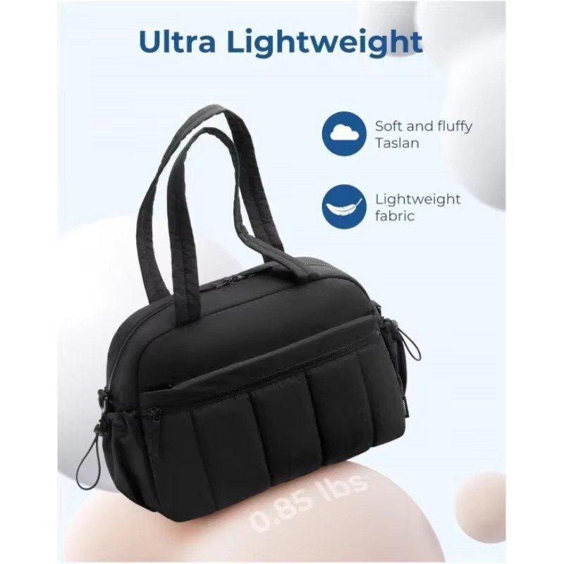 Large Capacity Travel Duffle Bag Waterproof Nylon Yoga Sports Gym Fitness Bag Lightweight PUffer Quilted Tote Bag detail image