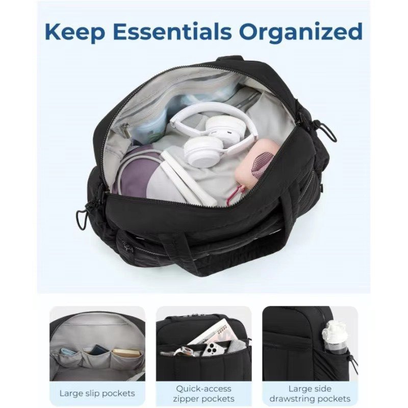 Large Capacity Travel Duffle Bag Waterproof Nylon Yoga Sports Gym Fitness Bag Lightweight PUffer Quilted Tote Bag detail image