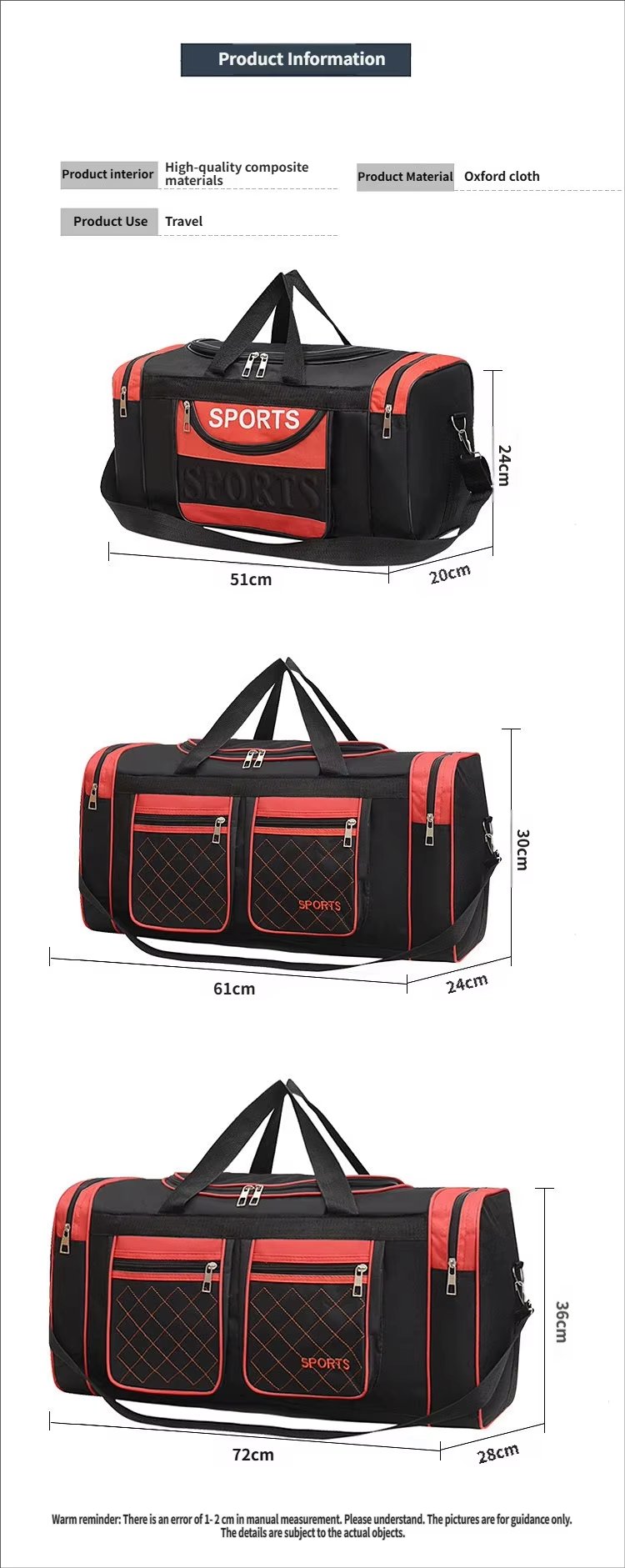 Water-Resistant Oxford Weekend Travel Duffel Bag product detail