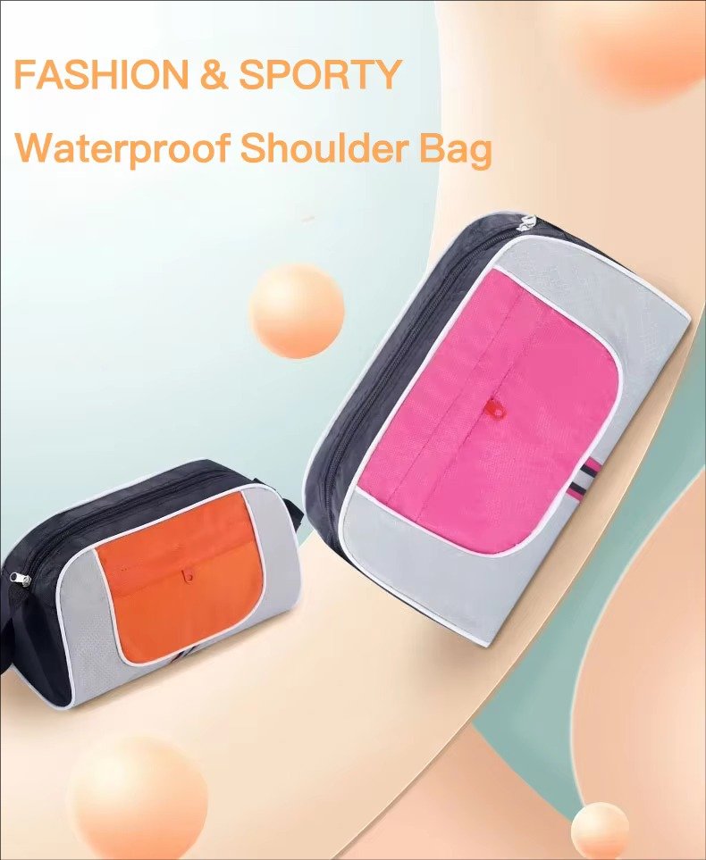 Custom Waterproof Oxford Crossbody Tote Bag – Striped Shoulder Bag for Travel & Shopping product detail