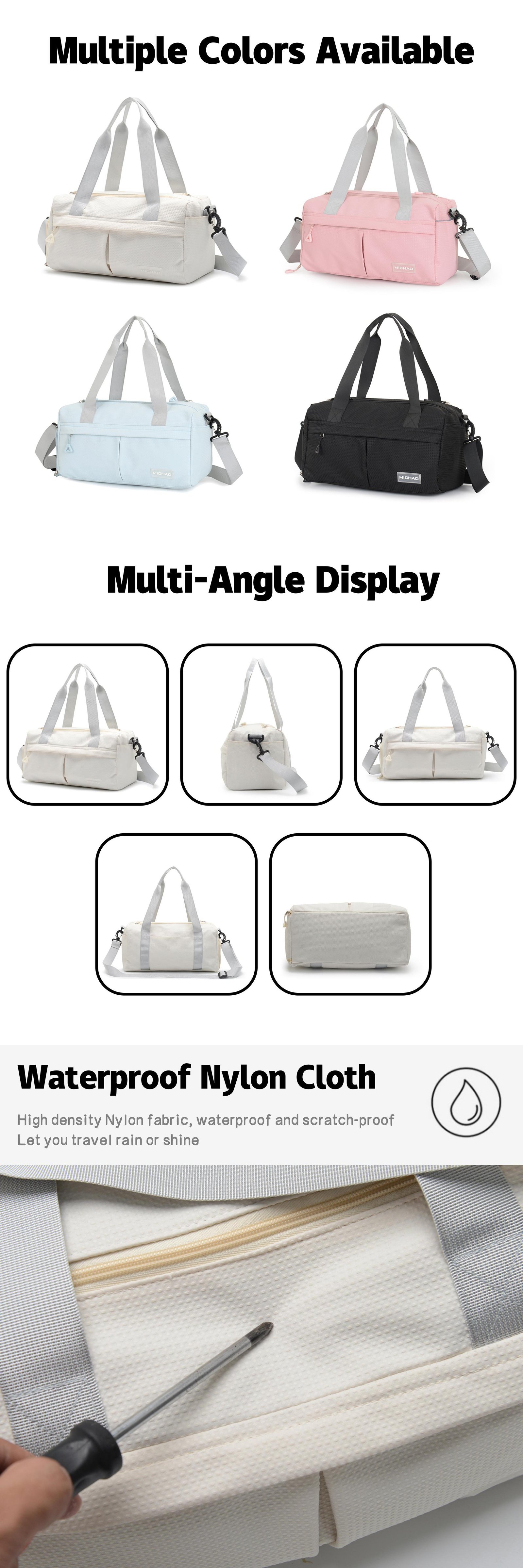 Wholesale Waterproof Nylon Gym Duffle Bag 20-30L with Shoe Compartment – Yoga & Travel Bag product detail