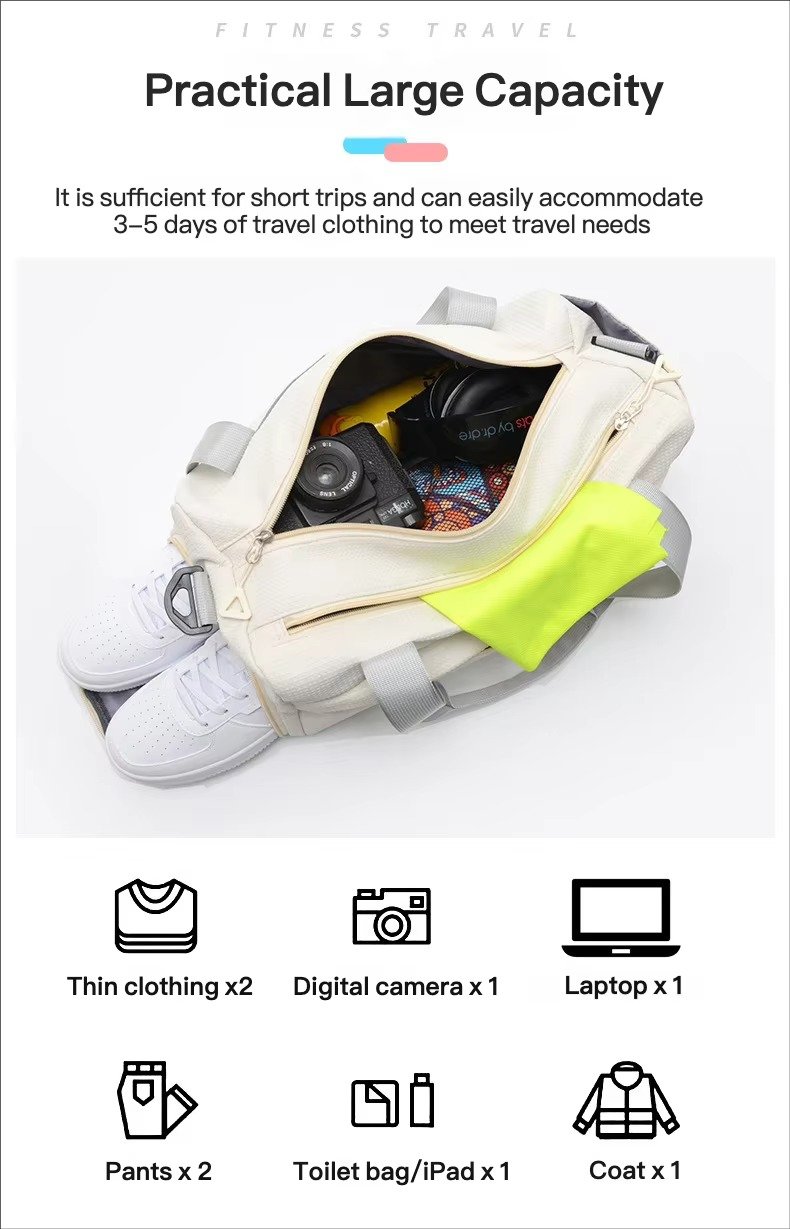 Wholesale Waterproof Nylon Gym Duffle Bag 20-30L with Shoe Compartment – Yoga & Travel Bag product detail
