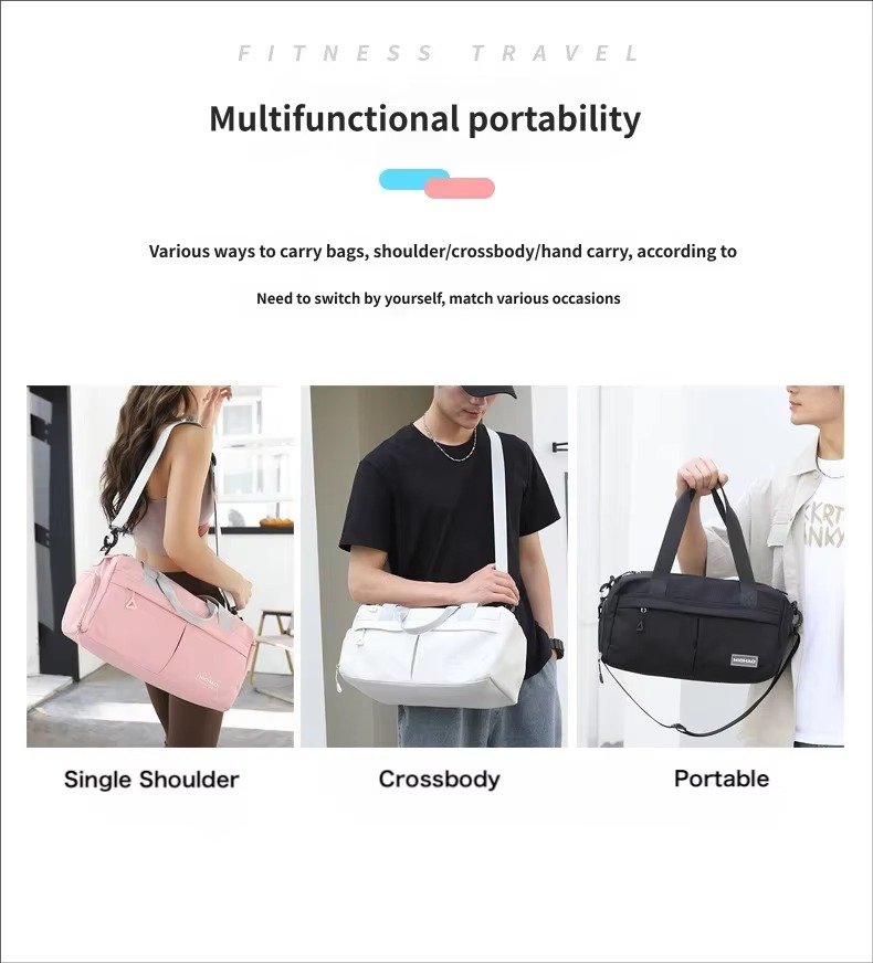 Wholesale Waterproof Nylon Gym Duffle Bag 20-30L with Shoe Compartment – Yoga & Travel Bag product detail