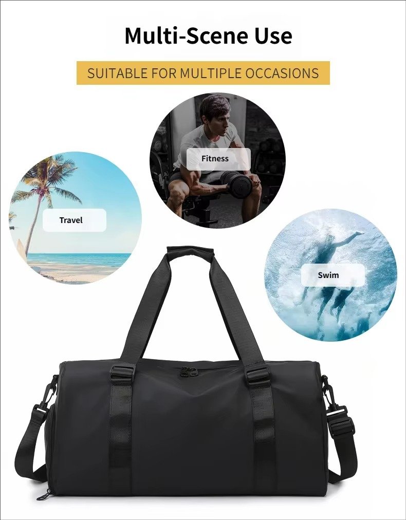 Custom Logo Waterproof Oxford Duffel Bag 30-40L with Shoe Compartment – Gym, Yoga & Swim Bag product detail