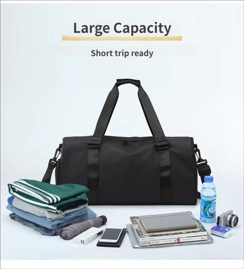 Custom Logo Waterproof Oxford Duffel Bag 30-40L with Shoe Compartment – Gym, Yoga & Swim Bag product detail