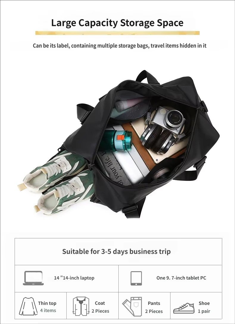 Custom Logo Waterproof Oxford Duffel Bag 30-40L with Shoe Compartment – Gym, Yoga & Swim Bag product detail