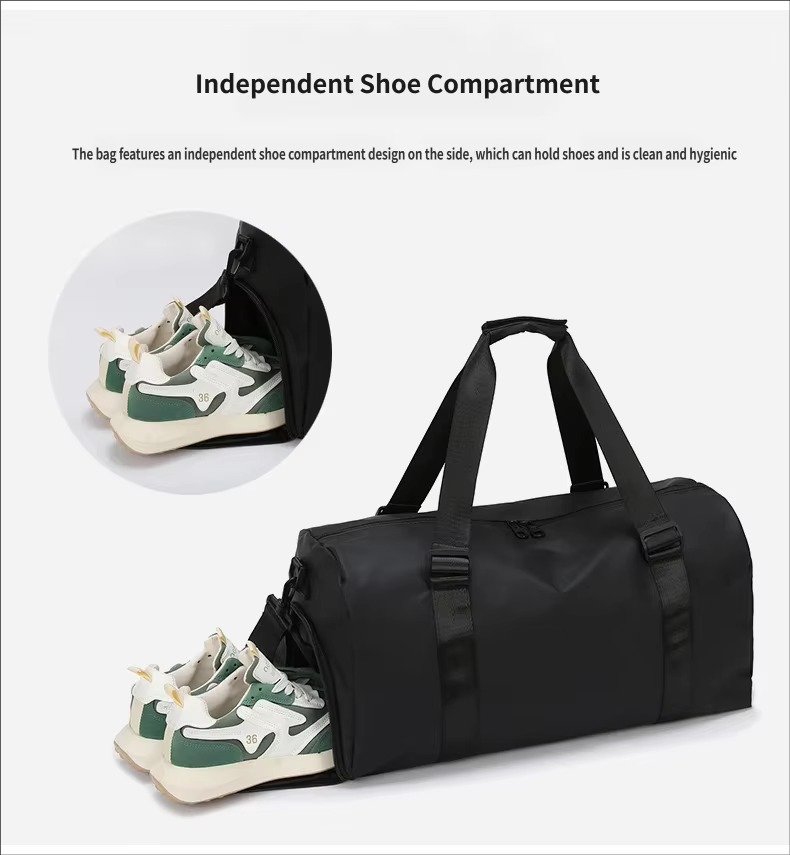 Custom Logo Waterproof Oxford Duffel Bag 30-40L with Shoe Compartment – Gym, Yoga & Swim Bag product detail