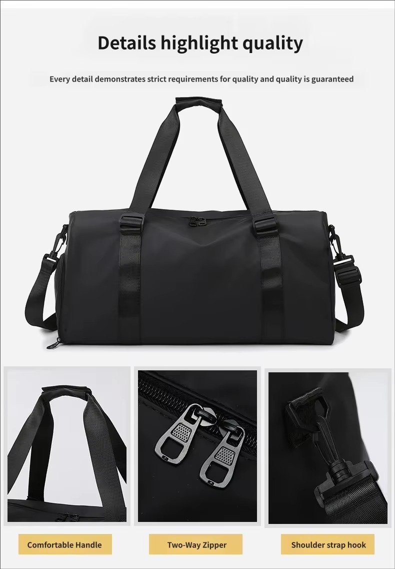 Custom Logo Waterproof Oxford Duffel Bag 30-40L with Shoe Compartment – Gym, Yoga & Swim Bag product detail