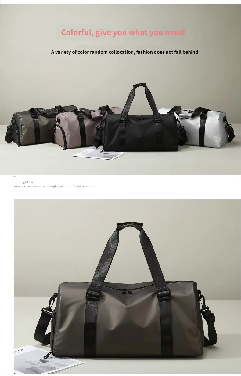 Custom Logo Waterproof Oxford Duffel Bag 30-40L with Shoe Compartment – Gym, Yoga & Swim Bag product detail