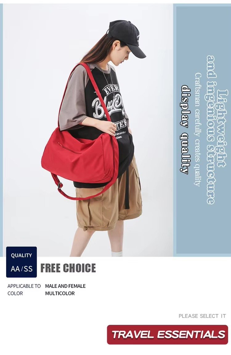Custom Nylon Crossbody Duffel Bag with Shoe Compartment – Lightweight Sport & Travel Bag product detail