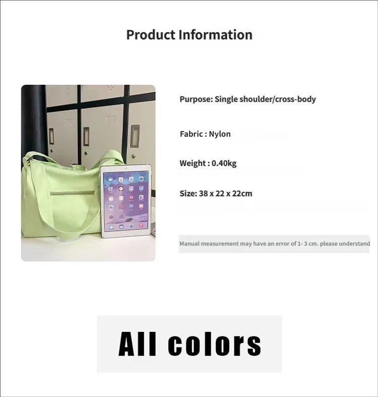 Custom Nylon Crossbody Duffel Bag with Shoe Compartment – Lightweight Sport & Travel Bag product detail