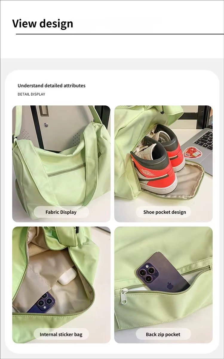 Custom Nylon Crossbody Duffel Bag with Shoe Compartment – Lightweight Sport & Travel Bag product detail