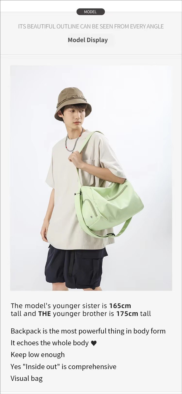 Custom Nylon Crossbody Duffel Bag with Shoe Compartment – Lightweight Sport & Travel Bag product detail