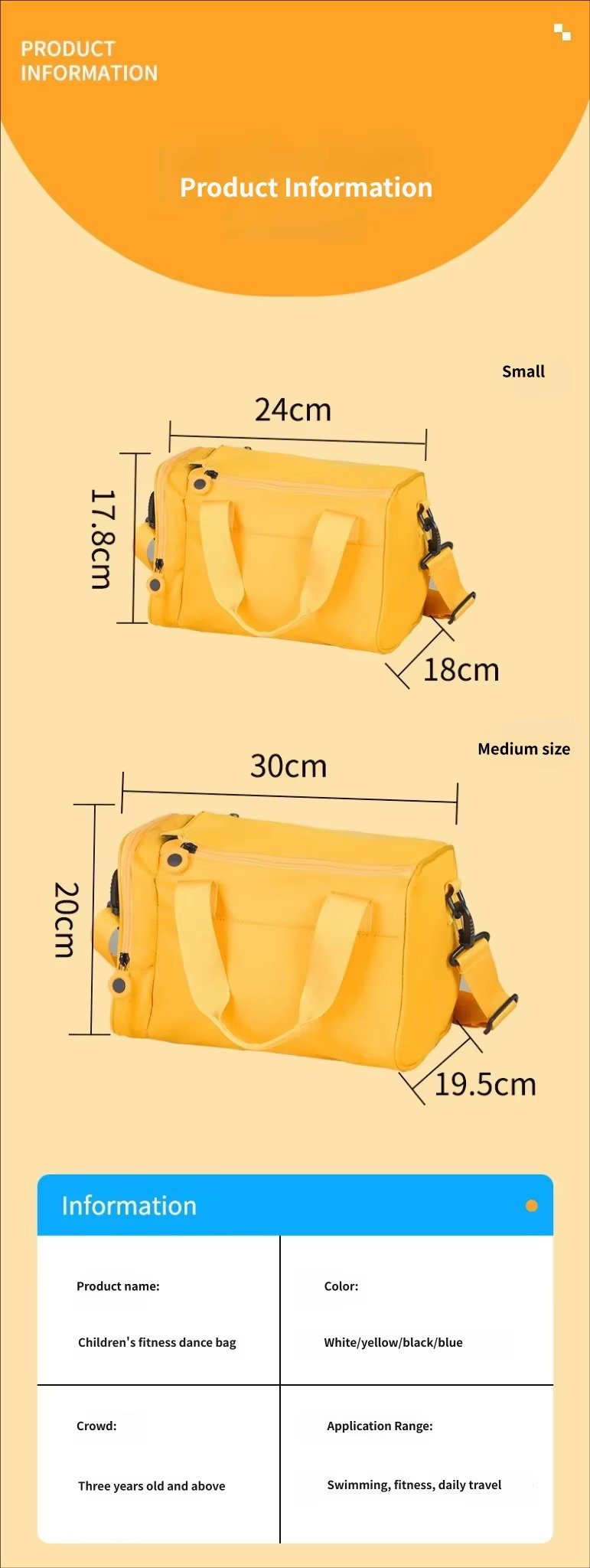 Wholesale Oxford Kids Dance & Fitness Tote Bag – Waterproof Lightweight Duffel Bag product detail