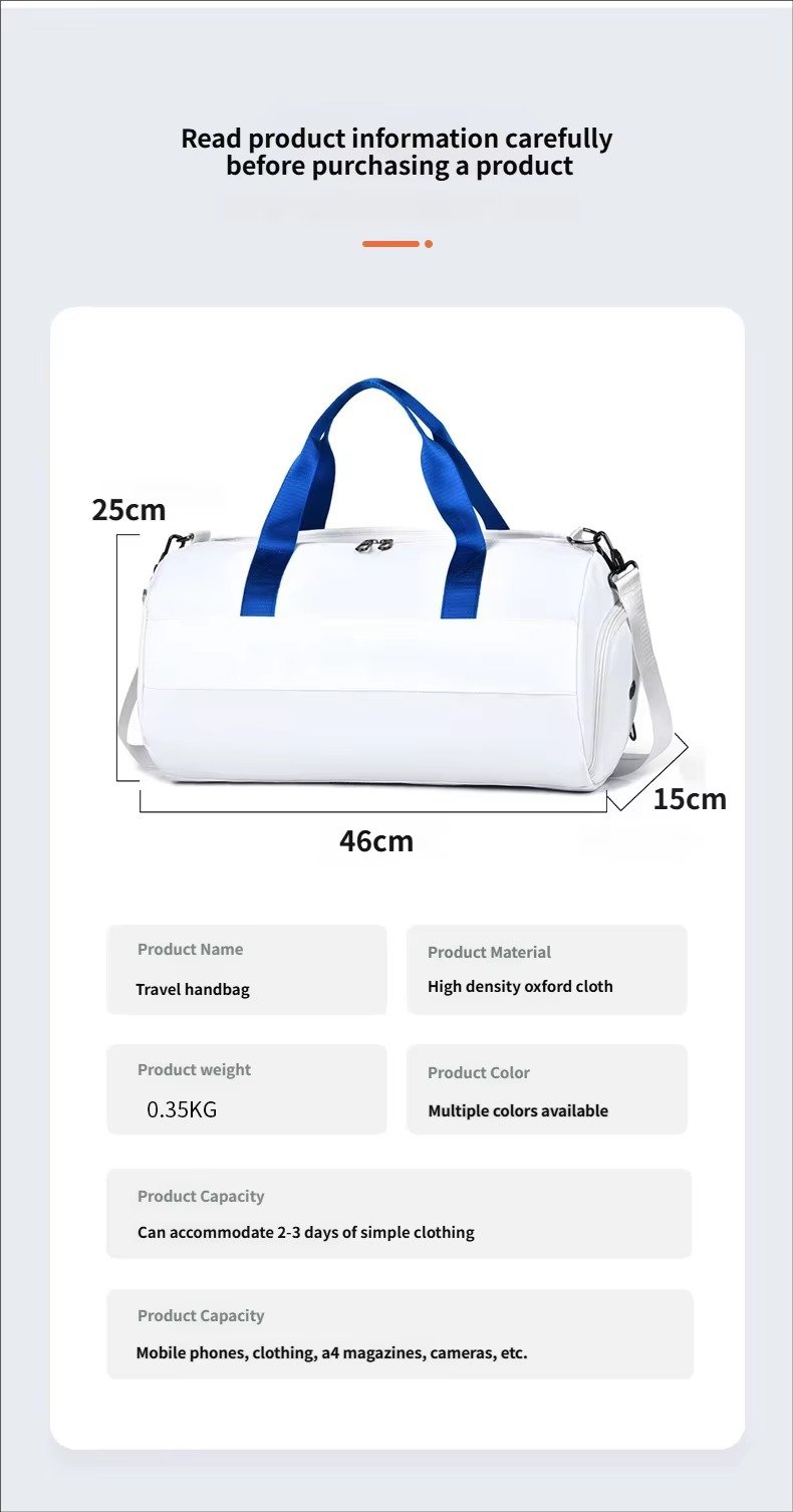Custom Logo Oxford Yoga Fitness Duffel Bag 20-30L – Waterproof Crossbody Travel Bag with Shoe Pocket product detail