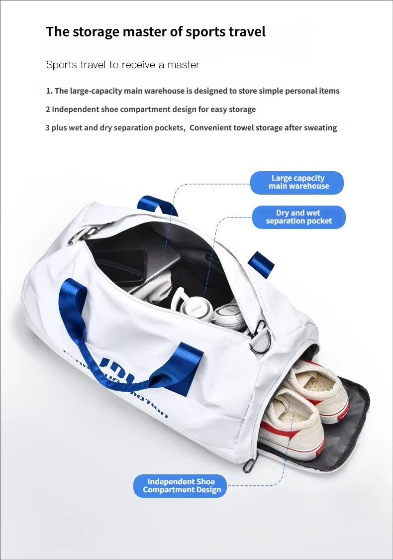 Custom Logo Oxford Yoga Fitness Duffel Bag 20-30L – Waterproof Crossbody Travel Bag with Shoe Pocket product detail
