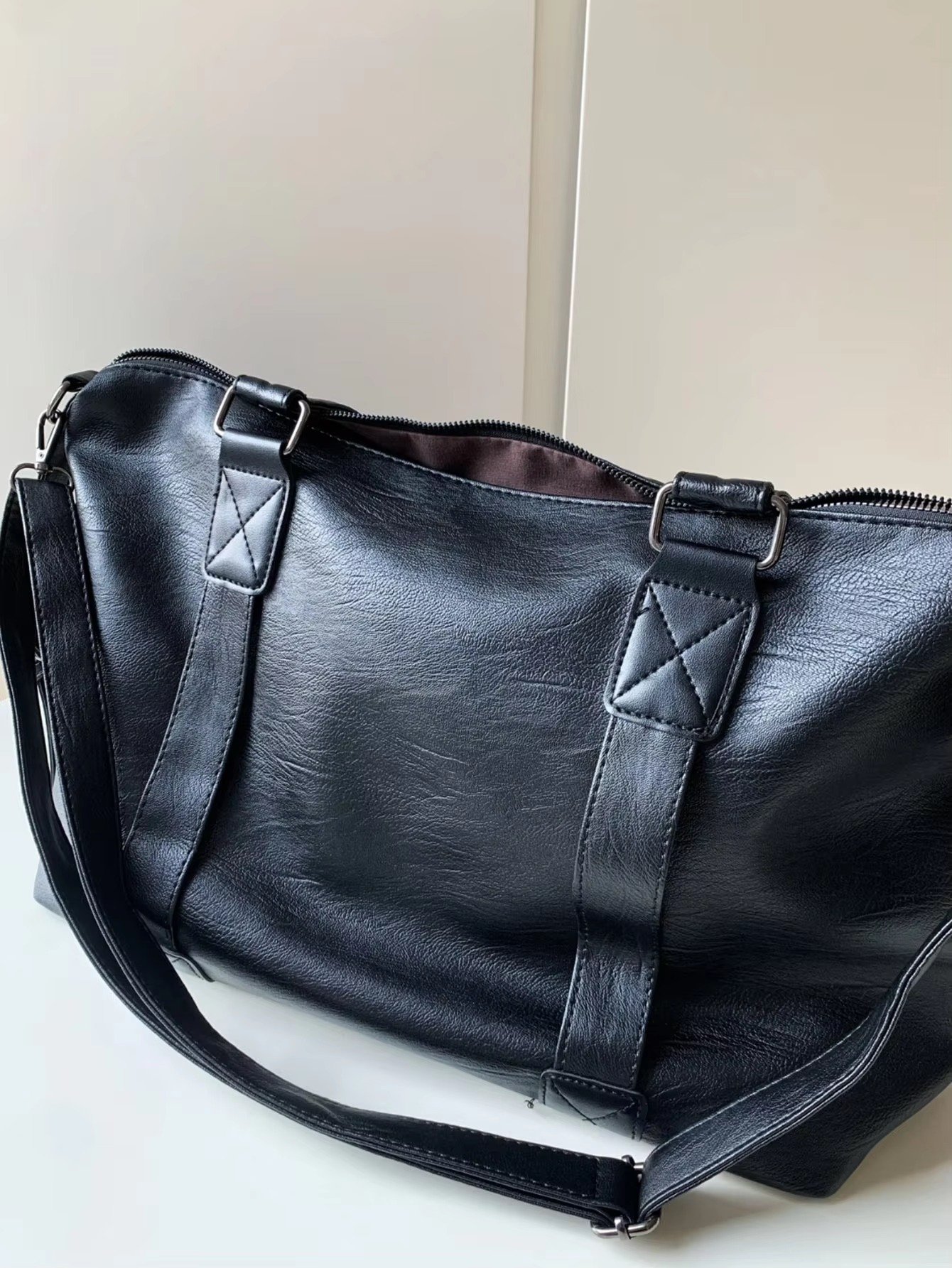 Custom PU Leather Crossbody Tote Bag – Vintage Waterproof Shoulder Handbag for Travel & Shopping product detail